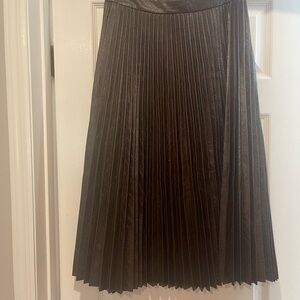 Pleated brown aline faux leather skirt